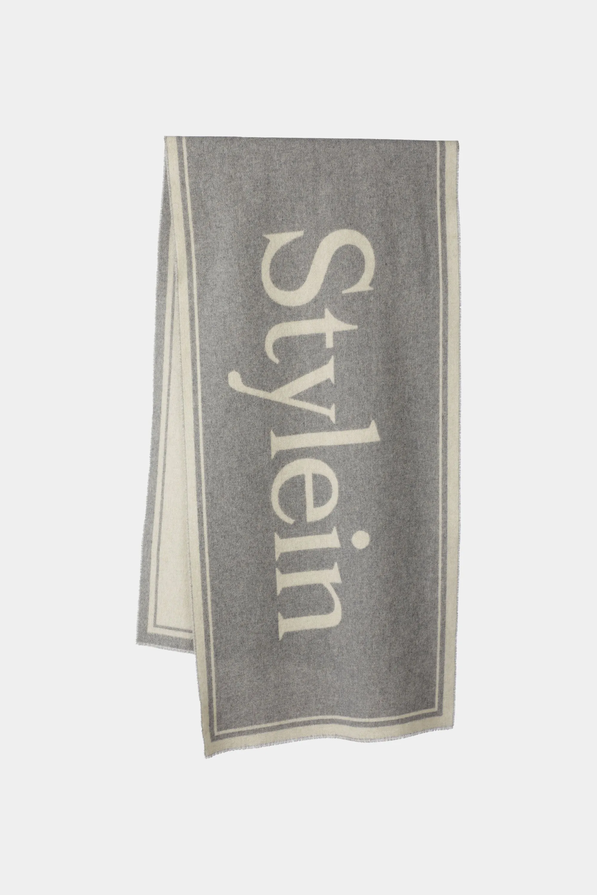 WIDE SIGNATURE SCARF - THALIA GREY & CREAM