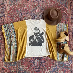 Willie Nelson Inspired Golden Yellow Embroidered Poncho