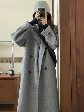 Wjczt 2022 New Autumn and Winter Suit Collar Camel Colored Woolen Coat Women Knee Length Wool Coat Coat Women Winter Jacket Long Coat