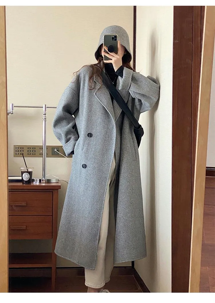 Wjczt 2022 New Autumn and Winter Suit Collar Camel Colored Woolen Coat Women Knee Length Wool Coat Coat Women Winter Jacket Long Coat