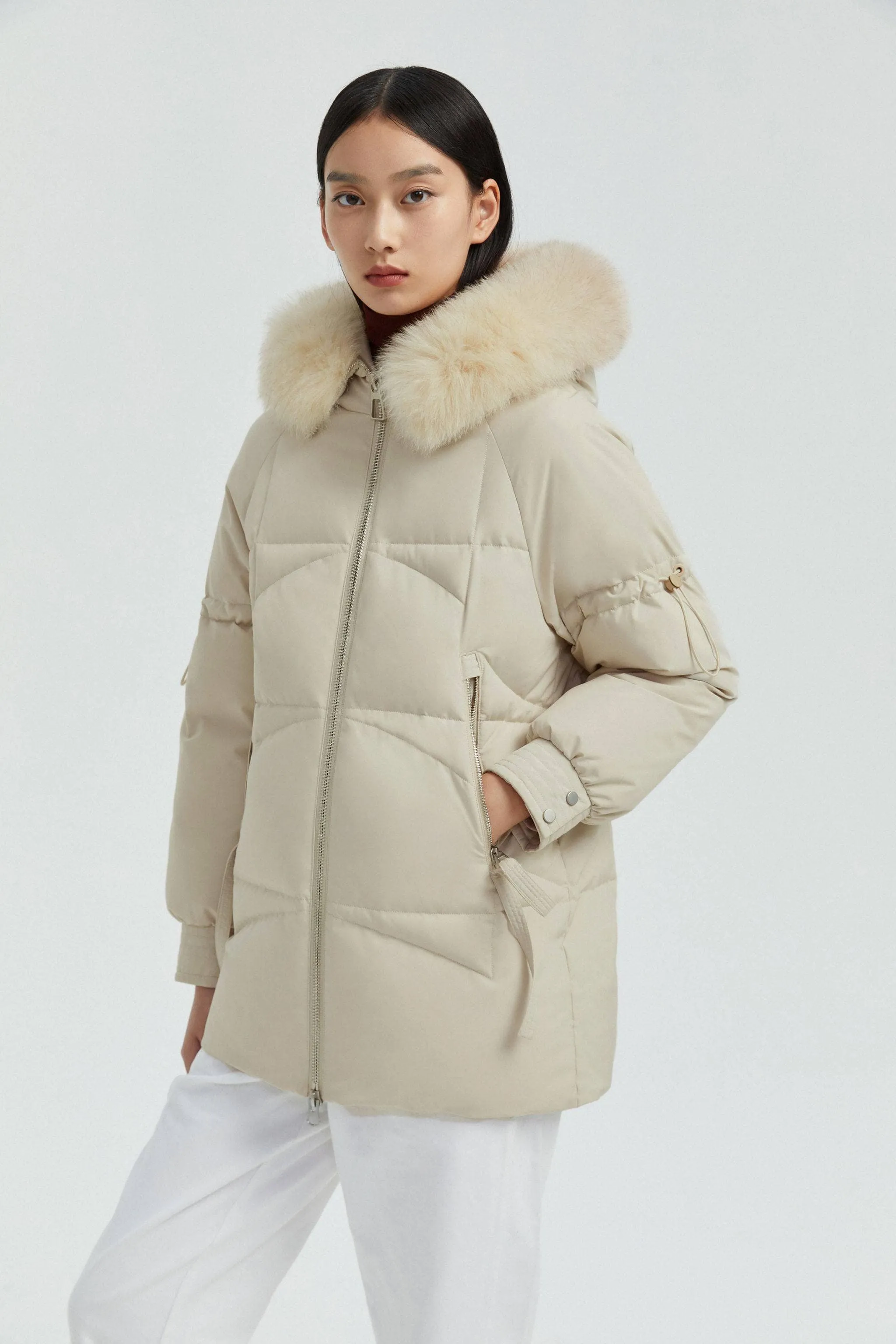 Women's Hooded Parka with Fur Trim