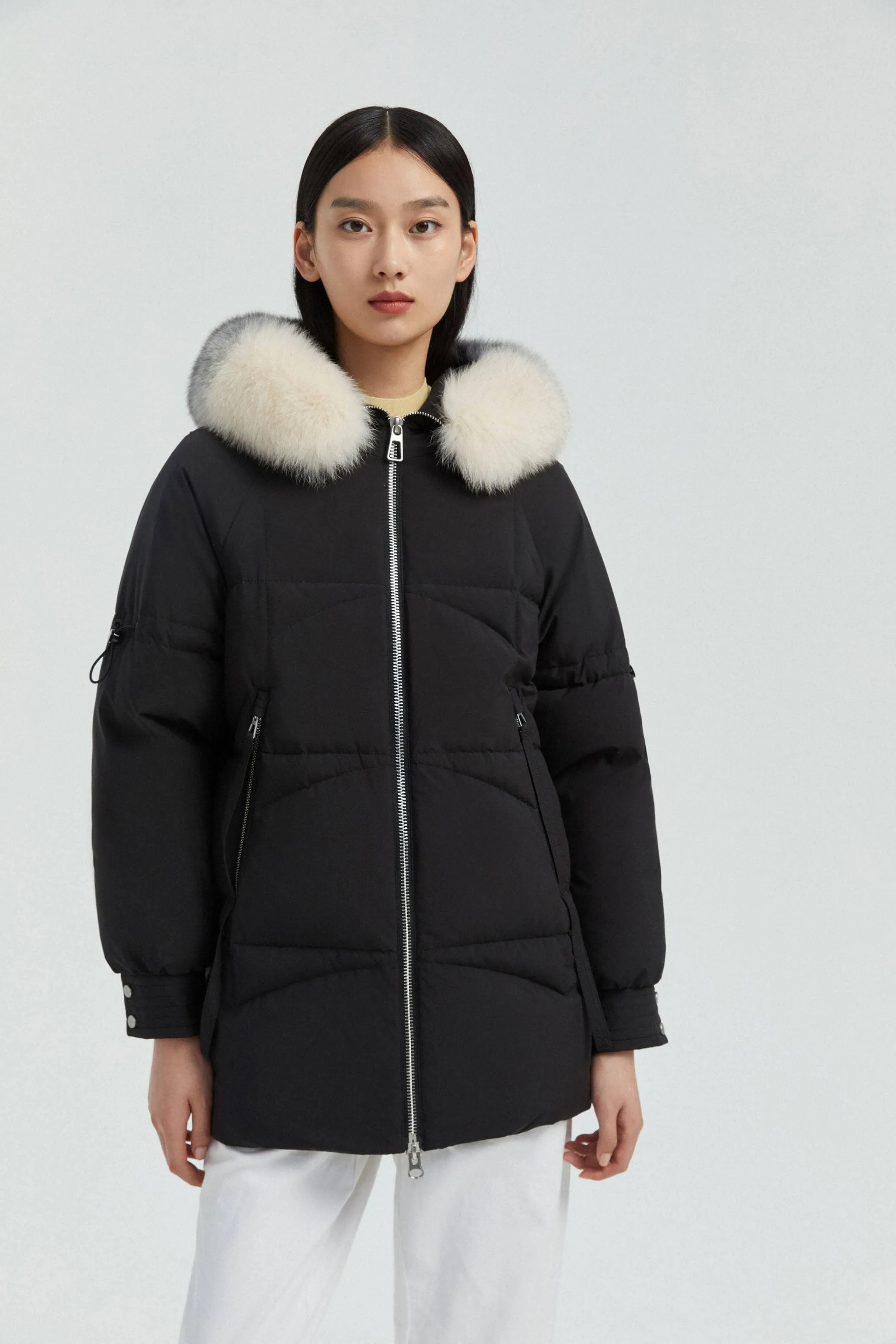 Women's Hooded Parka with Fur Trim