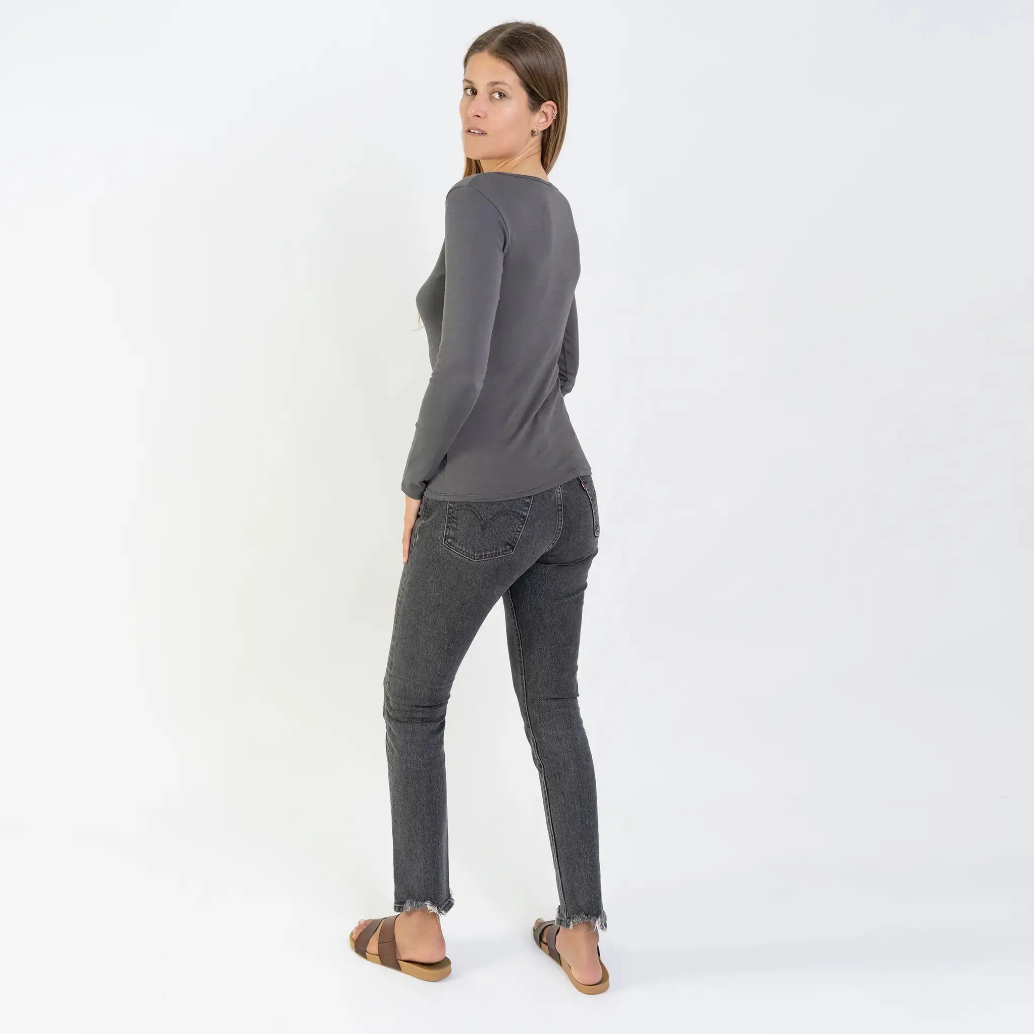 Women's Organic Pima Cotton Scoop Neck Long Sleeve