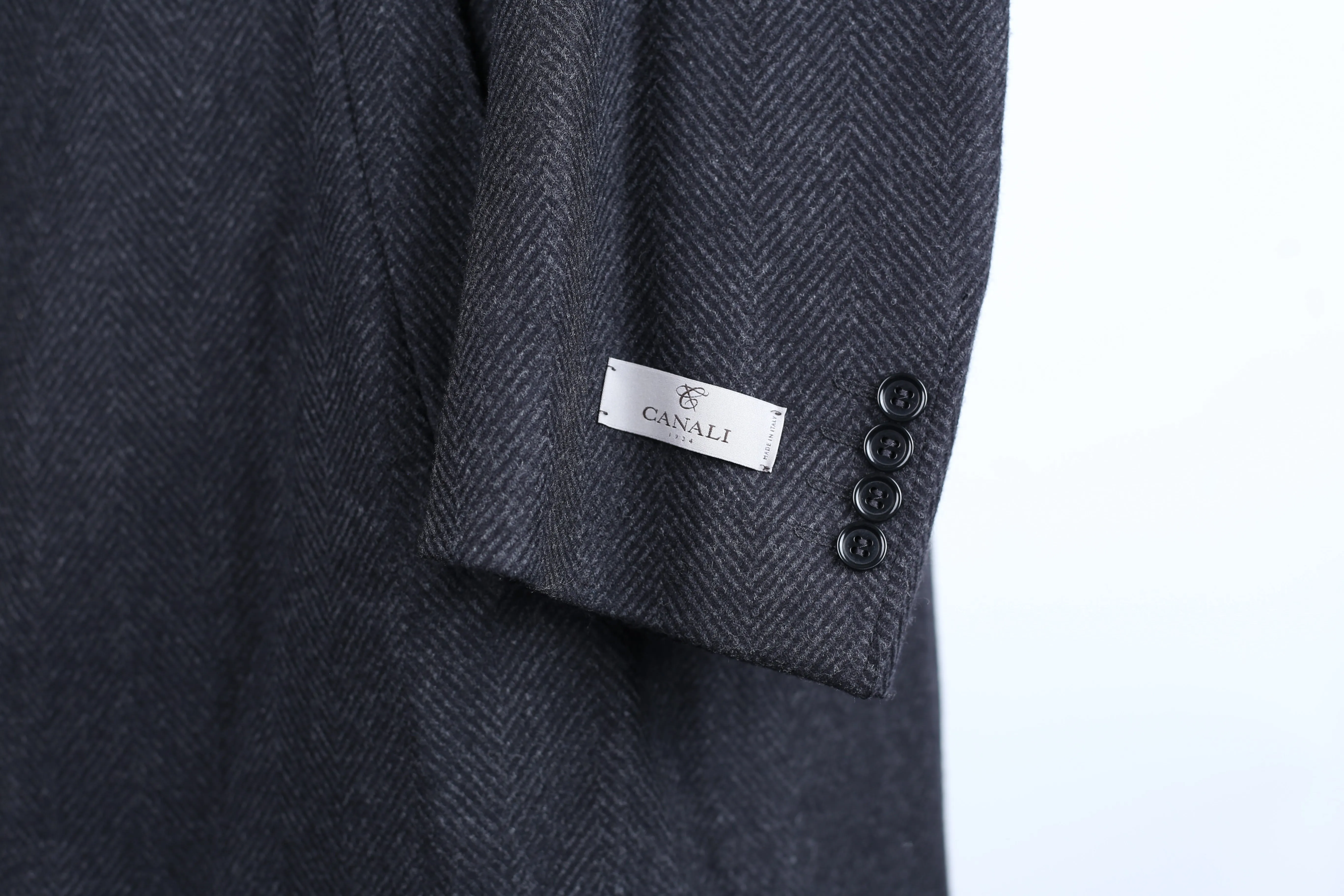 Wool-Cashmere Herringbone Dress Coat