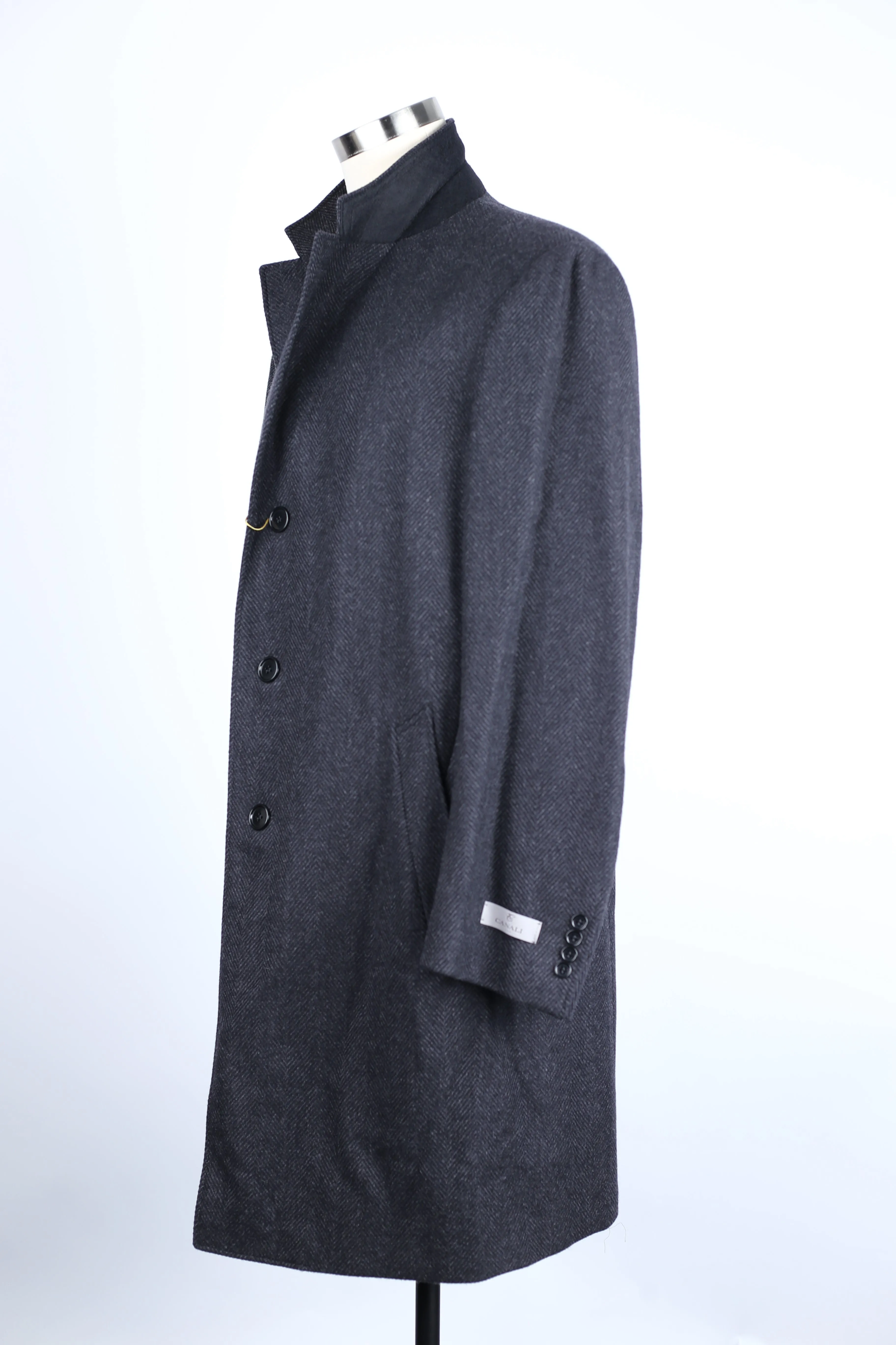 Wool-Cashmere Herringbone Dress Coat