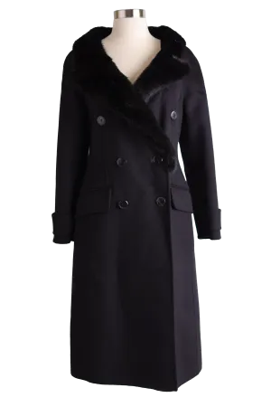 Wool Dress Coat W/ Mink Collar