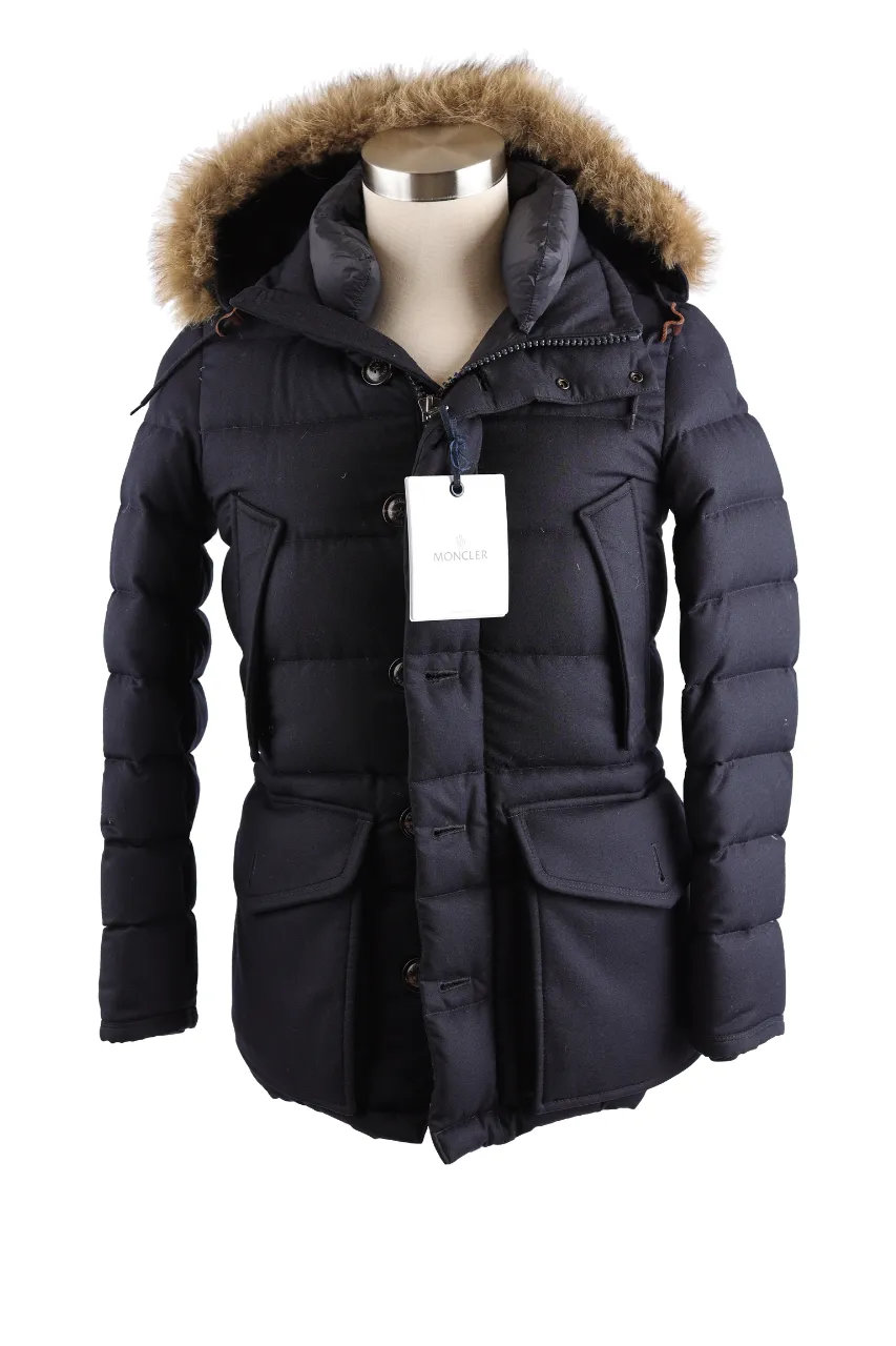 Wool Puffer Jacket W/ Fur Hood