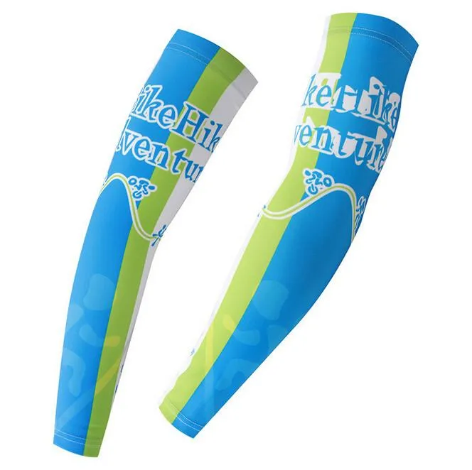 XINTOWN Blue Green Stripe Cycling Arm Warmers