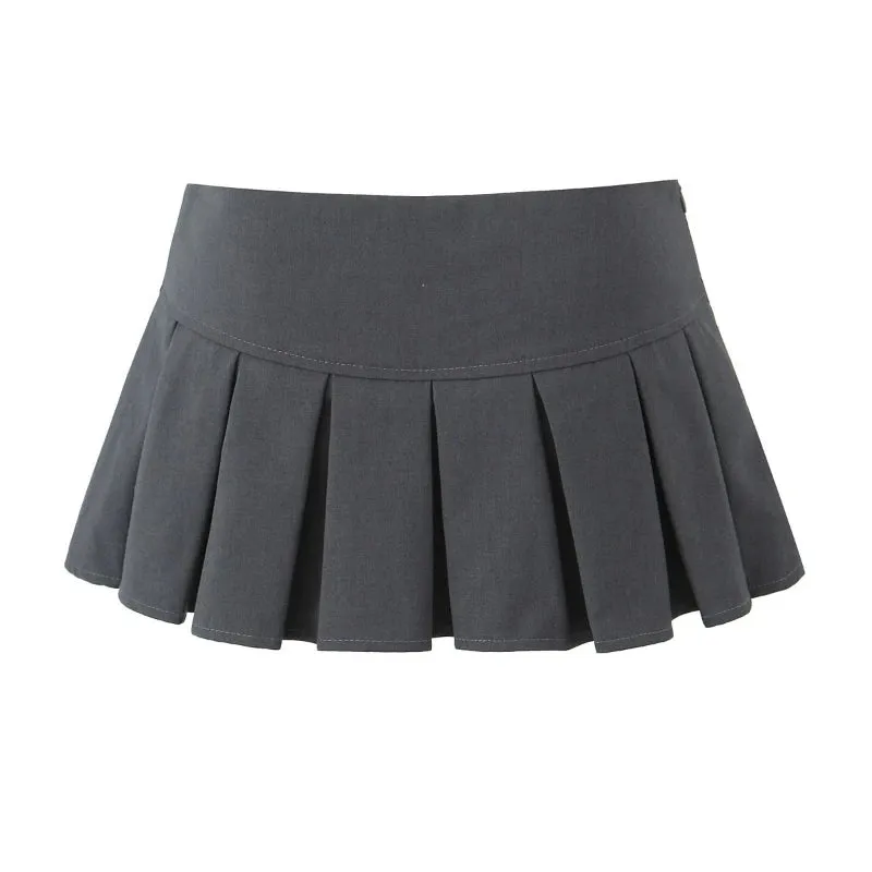 YESMYTOOL  -   Black Super Mini Skirt Women Preppy Style Low Waist Bow Tied Slim Sexy Y2k Pleated Skirt Shorts 2024 Spring Summer